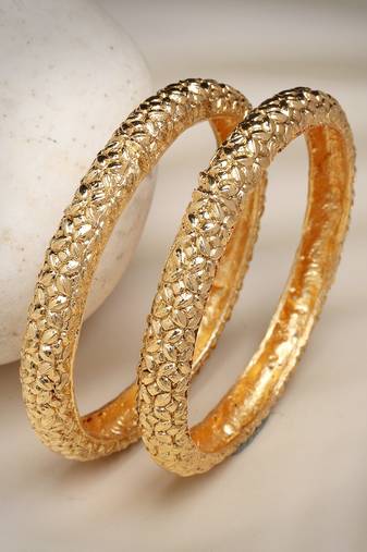 Women set of 2 gold-plated handcrafted traditional bangles