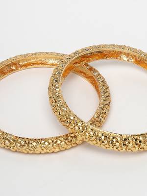 Women set of 2 gold-plated handcrafted traditional bangles 2