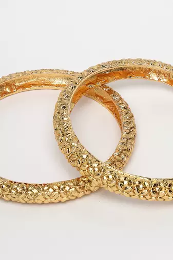 Women set of 2 gold-plated handcrafted traditional bangles