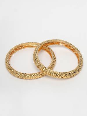 Women set of 2 gold-plated handcrafted traditional bangles 3