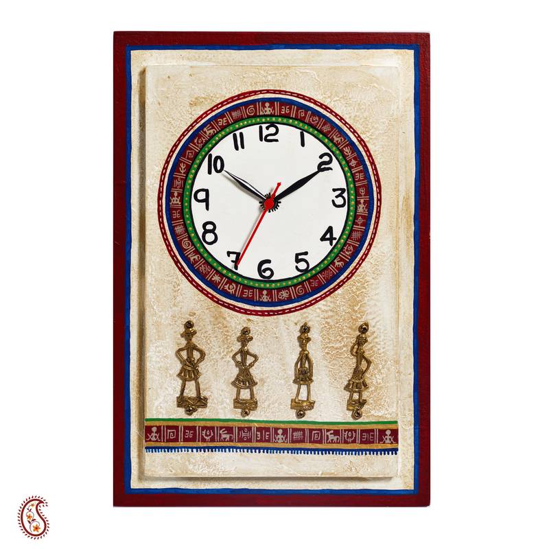 Diwali Gifts Artistic Wall Clock With Dhokra Work Aapno Rajasthan