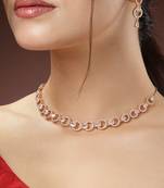 Women gold-plated american diamond studded handcrafted jewellery set