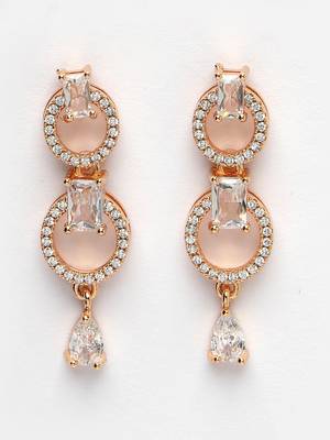 Women gold-plated american diamond studded handcrafted jewellery set 4