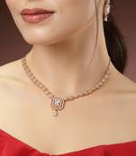 Women gold-plated american diamond studded handcrafted jewellery set