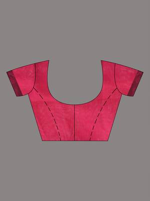 Fuchsia muslin saree with jamdani designs 5