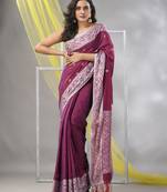 Magenta cotton soft saree with nakshi pattern