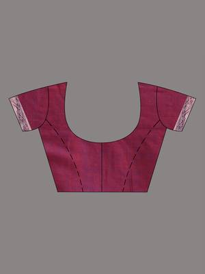 Magenta cotton soft saree with nakshi pattern 5