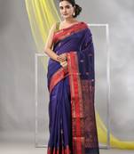 Purple silk matka soft saree with paisley motifs