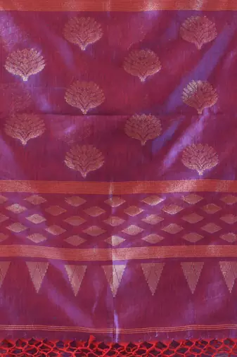 Lilac silk matka duel-tone soft saree with stripes pattern