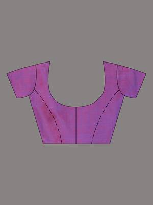 Lilac silk matka duel-tone soft saree with stripes pattern 5