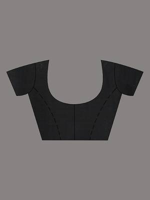Black silk matka soft saree with stripes pattern 5