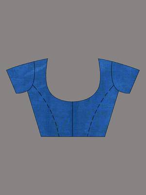 Sapphire blue silk matka soft saree with stripes pattern 5