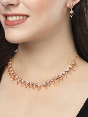 Women gold-plated american diamond-studded handcrafted jewellery set 1