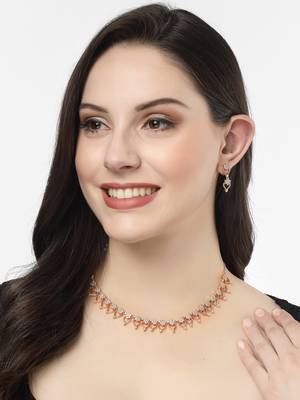 Women gold-plated american diamond-studded handcrafted jewellery set 2