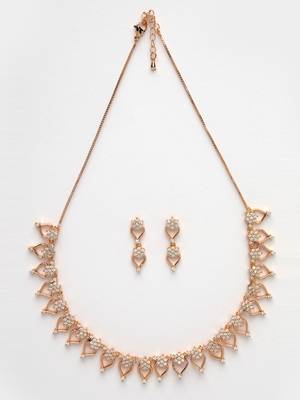 Women gold-plated american diamond-studded handcrafted jewellery set 5