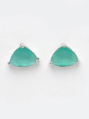 Women green artificial stones studded handcrafted jewellery set 4