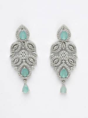 Women silver plated turquoise cz stone handcrafted jewellery set 5