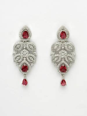 Women silver plated  maroon cz stone handcrafted jewellery set 5