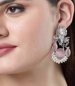 women silver-plated artificial stones and beads radha krishna drop earrings