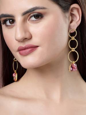 women gold-plated mother of pearl handcrafted drop earrings 1