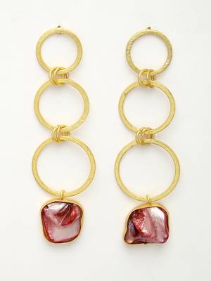 women gold-plated mother of pearl handcrafted drop earrings 3