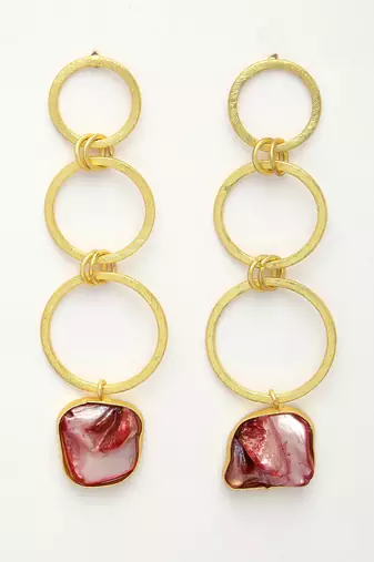 women gold-plated mother of pearl handcrafted drop earrings