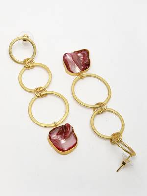 women gold-plated mother of pearl handcrafted drop earrings 4