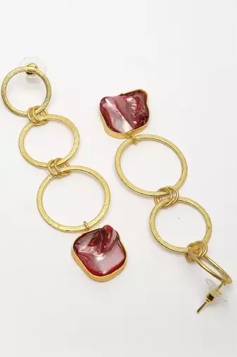 women gold-plated mother of pearl handcrafted drop earrings
