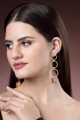 women gold-plated mother of pearl handcrafted drop earrings