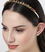 Women multi colour kundan gold-plated embellished hairband