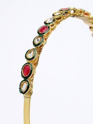 Women multi colour kundan gold-plated embellished hairband 4