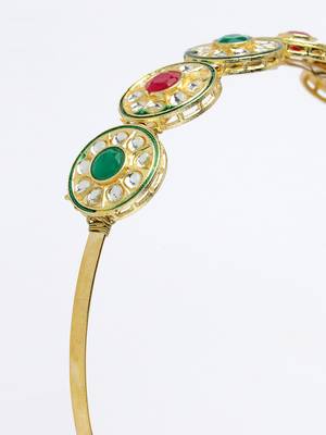 Women multi colour kundan gold-plated embellished hairband 4