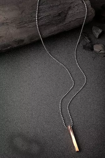 Men copper plated geomatric pendent with chain
