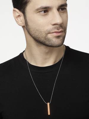 Men copper plated geomatric pendent with chain 3