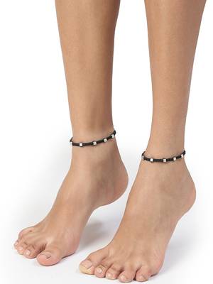 Women's evil eye adjustable black anklets 1