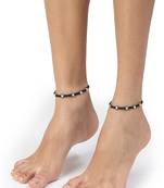 Women's evil eye adjustable black anklets