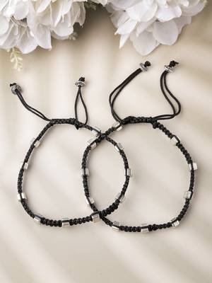 Women's evil eye adjustable black anklets 2
