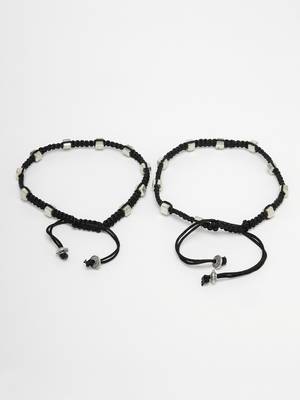 Women's evil eye adjustable black anklets 4