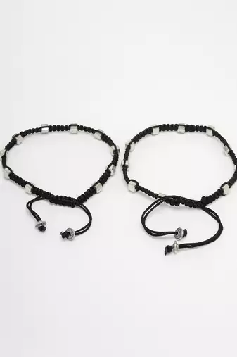Women's evil eye adjustable black anklets