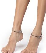 Women set of 2 brass-plated stone-studded & evil eye beaded anklet