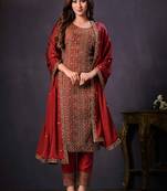 Red heavy rangoli silk embroidered designer salwar suit