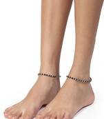 Women set of 2 black beaded anklets