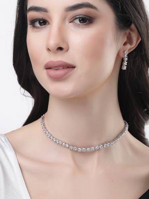 Women's silver plated cz stone handcrafted jewellery set 1