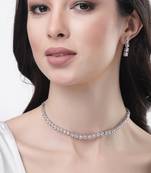 Women's silver plated cz stone handcrafted jewellery set