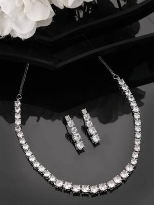 Women's silver plated cz stone handcrafted jewellery set 2