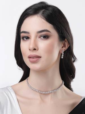 Women's silver plated cz stone handcrafted jewellery set 3
