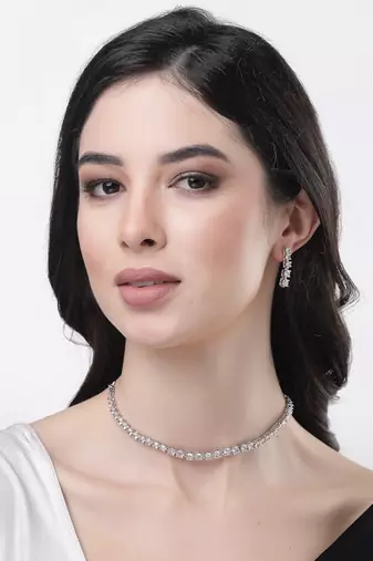 Women's silver plated cz stone handcrafted jewellery set