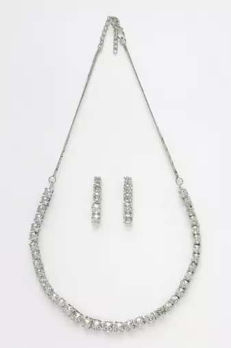 Women's silver plated cz stone handcrafted jewellery set