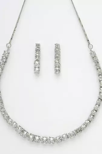 Women's silver plated cz stone handcrafted jewellery set