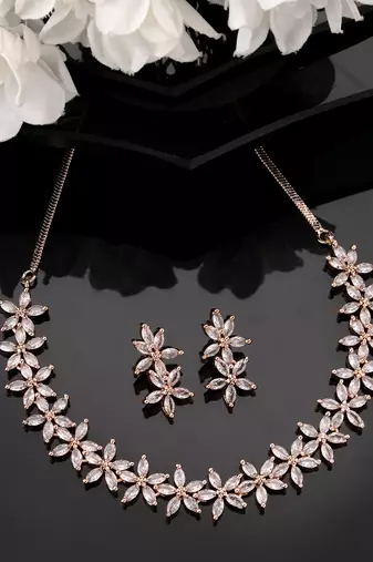 Women gold plated cz stone handcrafted jewellery set